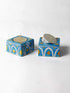 White Line With Turquoise Base Tea Light Holder